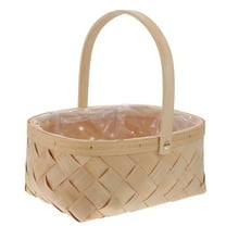 Monyance Houseware Storage Basket Seagrass Basket Wooden Woven Storage Basket with Handle Home 1PC(9.45X8.27X5.12Inches)