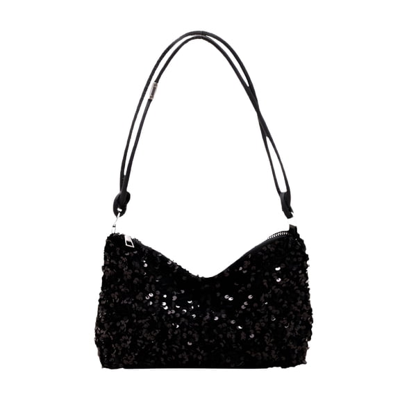 GASTROPOD Sparkly Shoulder Bag Purse for Women Bling Sequin Tote Clutch Underarm Crescent Handbag Black Clutch Purses for Women