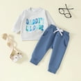 thumbnail image 2 of KaLI_Store Toddler Baby Boy Girl Clothes Solid Color Sweatshirt Tops and Jogger Pants Set 2 Piece Fall Winter Outfits Blue,6-12 Months, 2 of 7