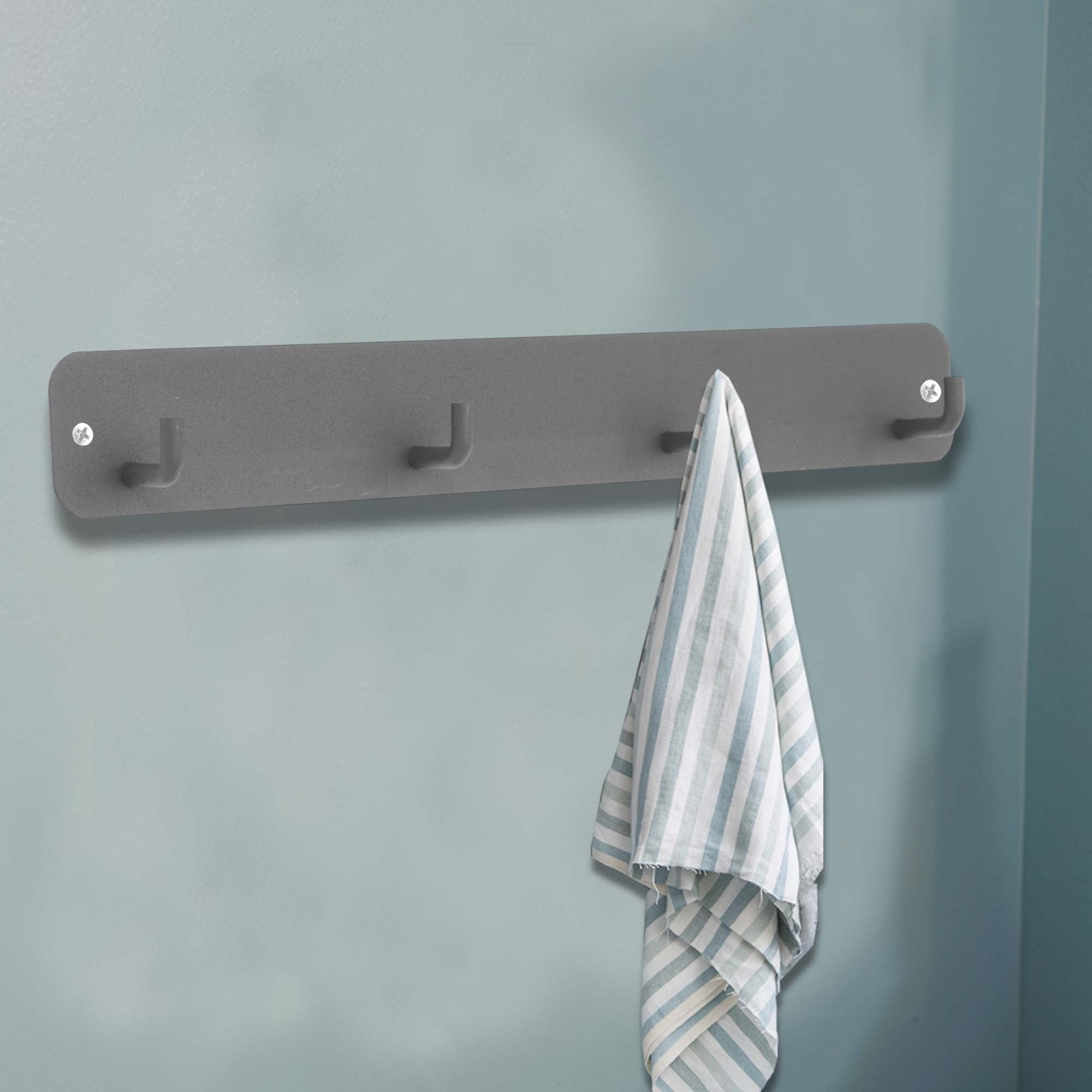 Unique Bargains Coat Rack Wall Mount Hooks for Hanging Gray 11.02"x1.57"x0.12" 2 Pcs