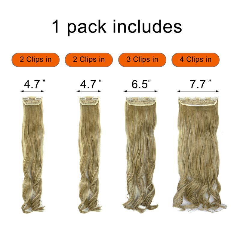SHCKE 4 Pieces/set Clip In Hair Extensions 24 Inch Curly  display picture 1