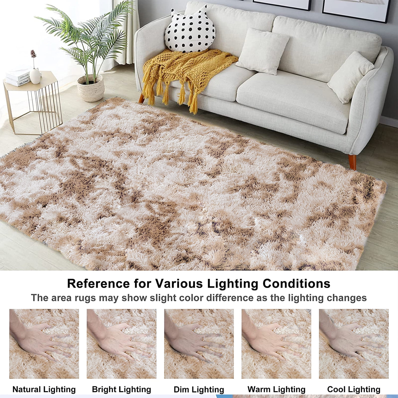 Cozydesg Soft Fluffy Modern Camel Area Rug 8ft x 10ft