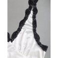 thumbnail image 4 of White Womens Halter Neck Lace Trim Satin A-Line Mini Dress Fitted, 4 of 6