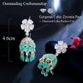 thumbnail image 5 of Dainty Light Blue Dangle Drop Round Tassel CZ Flower Earrings Gold Color Jewelry, 5 of 9