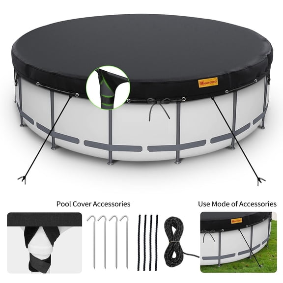 15Ft Round Pool Cover,Heavy Duty Waterproof Round Pool Covers