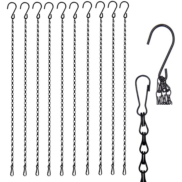 10 pack de 22,4 pulgadas, colgantes decorativos, cadenas de gancho, colgador de cadena mental para alimentadores de pájaros, maceteros, linternas, campanas de viento, vallas publicitarias y más, inter Feliz Sencillez