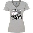 thumbnail image 3 of Inktastic Grandma and Biggest Fan- Baseball Family Fan Women's V-Neck T-Shirt, 3 of 5