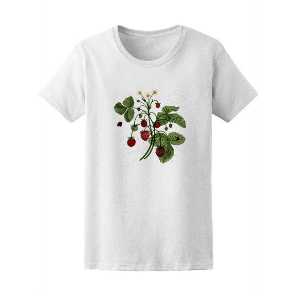Vintage Wild Strawberry Bush T-Shirt Women -Image by Shutterstock, Female Large