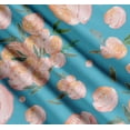 thumbnail image 3 of Soimoi Blue Cotton Poplin Fabric Leaves & Peach Floral Watercolor Print Sewing Fabric BTY 56 Inch Wide, 3 of 7