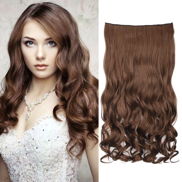 REECHO 20.0 in, 1 paquete de 3/4 clips ondulados de cabeza completa en extensiones de cabello sintético HE008 postizos para mujeres 5 clips 4.5 oz por pieza - marrón medio cálido