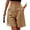 Camel, variant on Joernso Women Casual Shorts High Waist Straight Loose Button Pocket Solid Color Ladies Summer Wide Leg Short Pants Trousers Office Wear