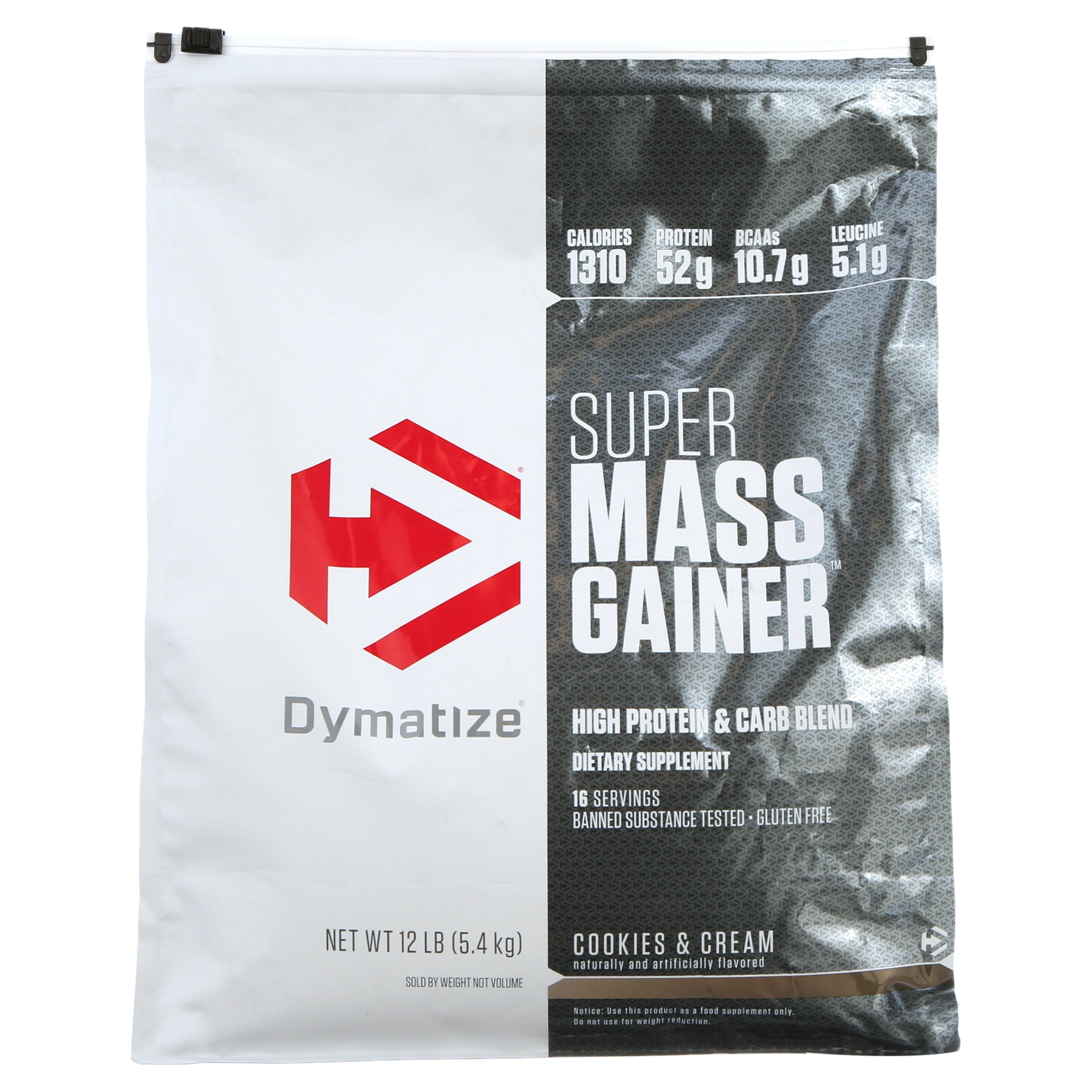 Dymatize Super Mass Gainer, High Protein & Carb Blend, Cookies & Cream, 52g Protein/Serving, 12 Lb