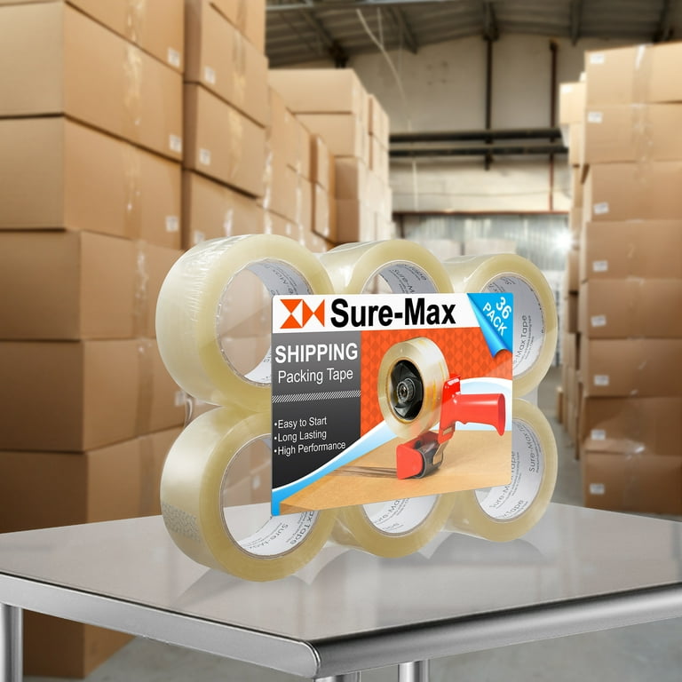 Sure-max Premium Carton Packing Tape 1.8 Mil 330 Feet (110 Yards) - Clear -  1 Case (36 Rolls Total) : Target