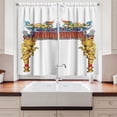 thumbnail image 2 of Ambesonne Dragon Kitchen Curtains, Eastern Building and Dragon, 55"x45", Yellow Blue and Red, 2 of 3