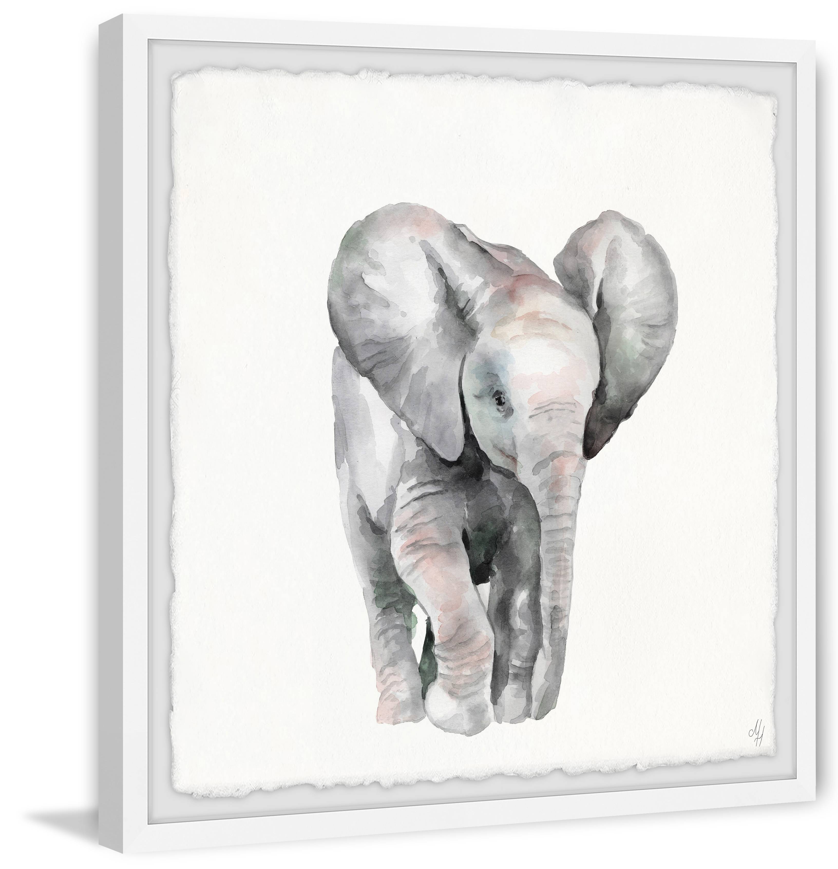 Marmont Hill Lonely Elephant Framed Wall Art, 32.00" x 1.50"