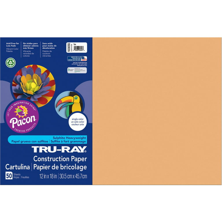Pacon Tru-Ray Construction Paper, Tan, 12 x 18 - 50 count