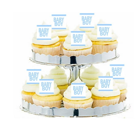 24pk Baby Shower Baby Boy Edible Cupcake Decoration Toppers Picks