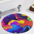 thumbnail image 4 of Color Vortex Tie Dyeing Floral Medallion Round Rug - Small Round Area Rug, Soft Non-Slip Machine Washable Bedroom Mat Indoor Accent Entry Carpet for Office Desk Dorm Hallway, 4 of 7