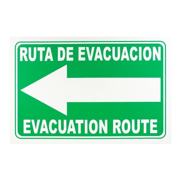 Señalamiento de Seguridad, Ruta de Evacuación Izquierda, 20x30 cm, Español - Inglés.