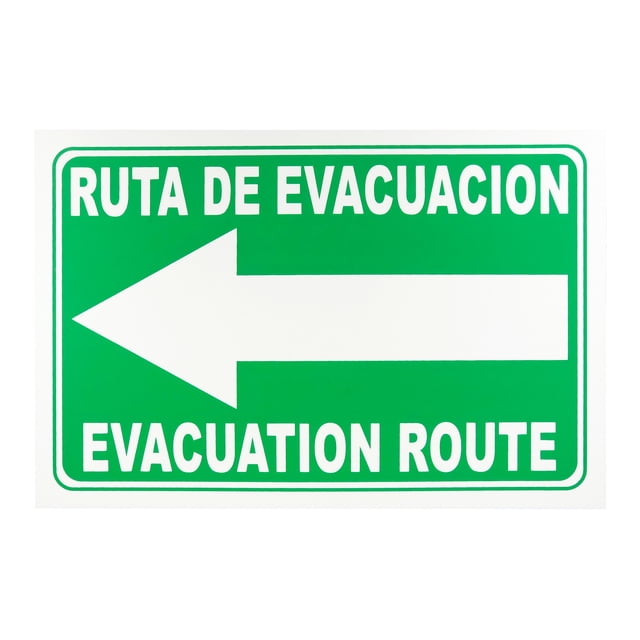 Señalamiento de Seguridad, Ruta de Evacuación Izquierda, 20x30 cm, Español - Inglés.