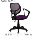 thumbnail image 2 of Flash Furniture WA-3074-PUR-A-GG Swivel Computer Arm Chair w/ Low Back - Purple Mesh Back & Seat, 2 of 5