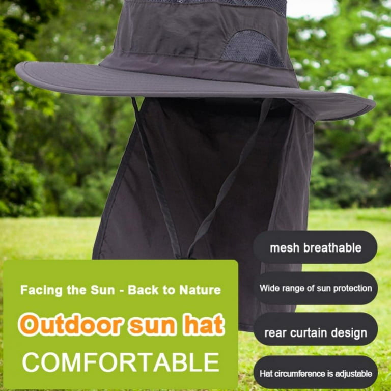 Xinhuaya Mens UPF 50 Sun Protection Cap Wide Brim Fishing Hat with Neck Flap Men s Size One size Green