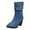 Blue, variant on Cowboy Boots for Women Zipper Round Toe Thick High Heel Slip-On Retro Winter Rome Boots