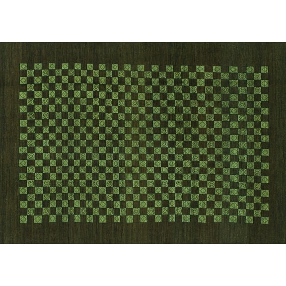 Ahgly Company Machine Washable Indoor Rectangle Checkered Turquoise Blue Modern Area Rugs, 5' x 7'