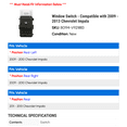thumbnail image 2 of Window Switch - Compatible with 2009 - 2013 Chevy Impala 2010 2011 2012, 2 of 2