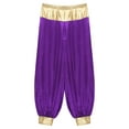 thumbnail image 5 of Mufeng Mens Magic Hippy Pants Satin Lanterns Trousers Arabian Prince Halloween Cosplay Party Costume Purple XL, 5 of 7