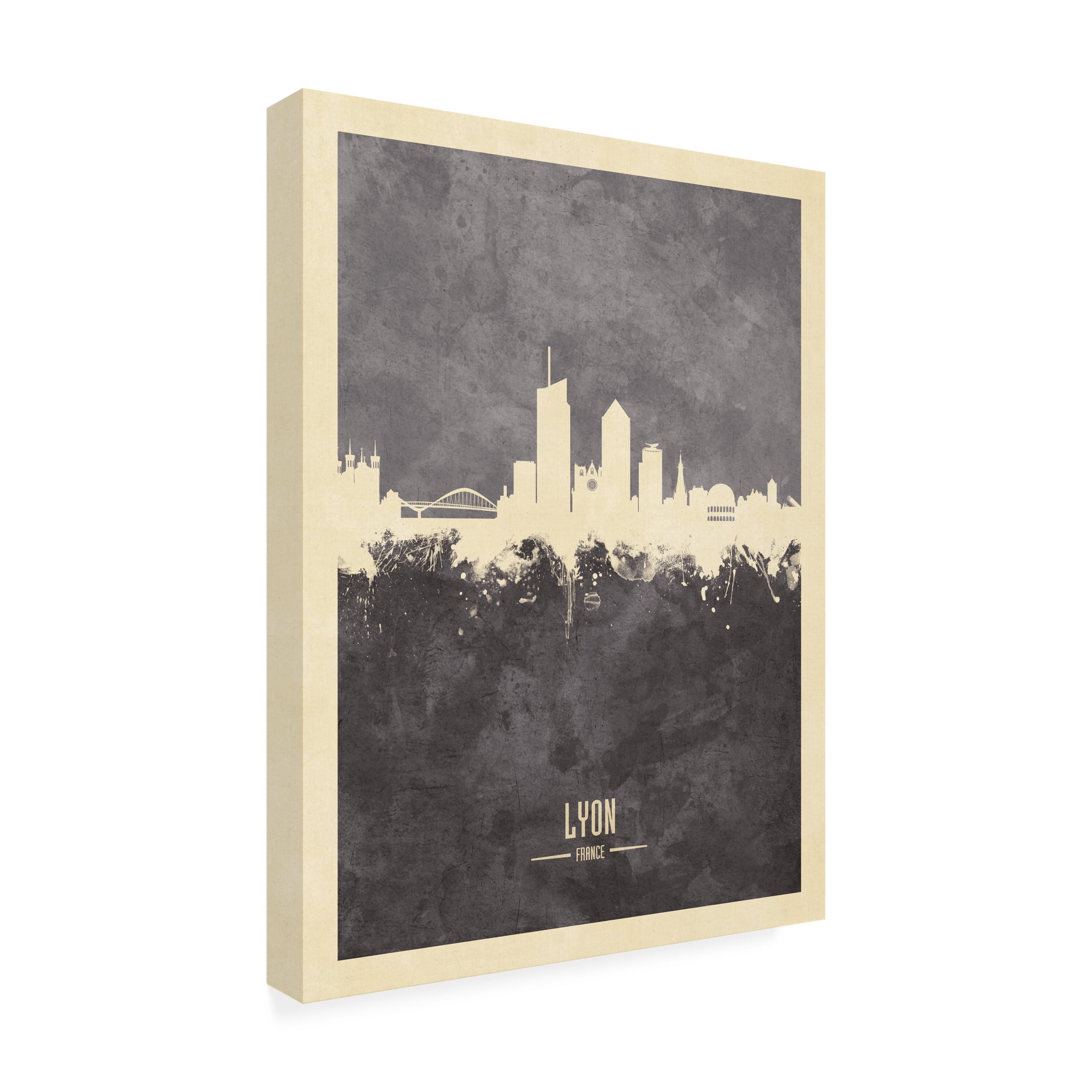 Michael Tompsett 'Lyon France Skyline Gray' Canvas Art