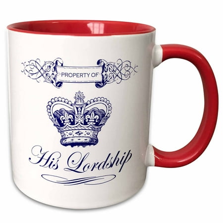 3dRose His Lordship- Funny Royal Crown Design for Him - Two Tone Red Mug,