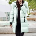 thumbnail image 5 of Women's Quilted Jacket with Hooded Winter Warm Thickened Long Sleeve Mid Length Solid Color Down Jacket Outerwear Puffer Coats with Pockets Women Winter Clothes, 5 of 5