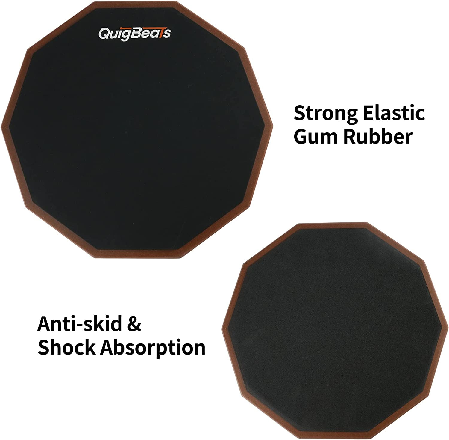 QuigBeats Drum Pad & Drum Sticks, Silent Drum Practice Pad with 5A Drumsticks, 12 Inch Single Side Drum Practice Pad - Walnut Pad&5A-A