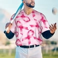 thumbnail image 4 of Fotbe Breast Cancer Ribbons Awareness Baseball Jersey Shirt for Men and Women, Casual Short Sleeves Button Down T-Shirt-Large, 4 of 9