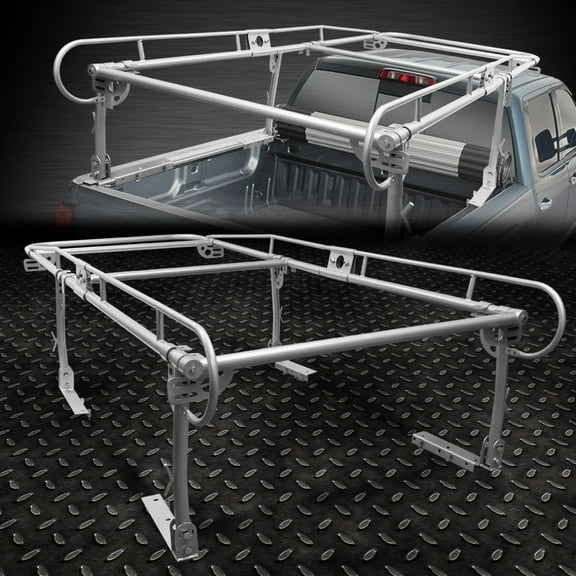 Adjustable Steel Full Size Trunk Bed Pickup Truck Ladder Rack 1000lbs Silver