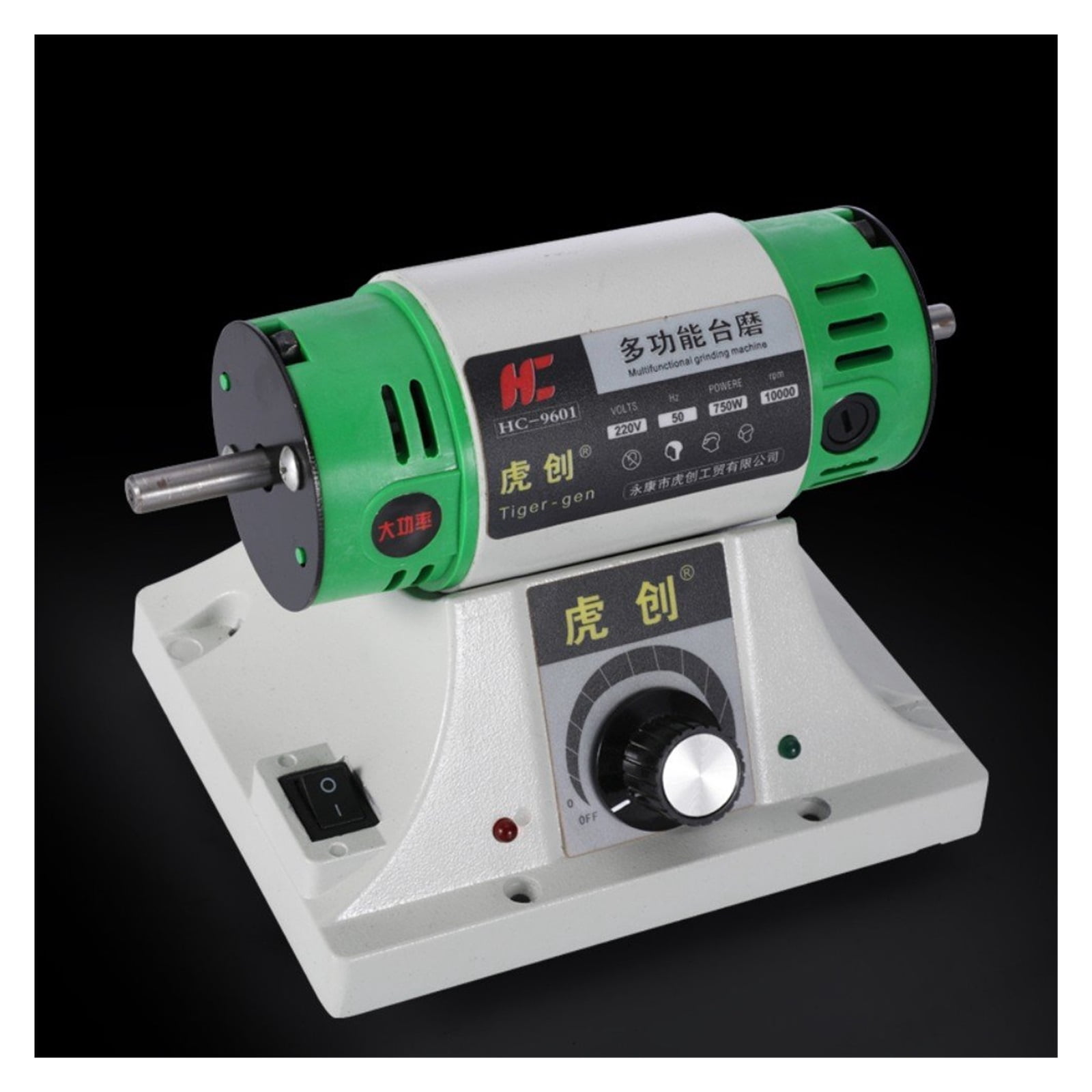 Electric Bench Polishing Grinding Machine Gem Jewelry Rock Grinder Desktop Lathe Polisher Adjustable Speed 0-10000RPM 750W
