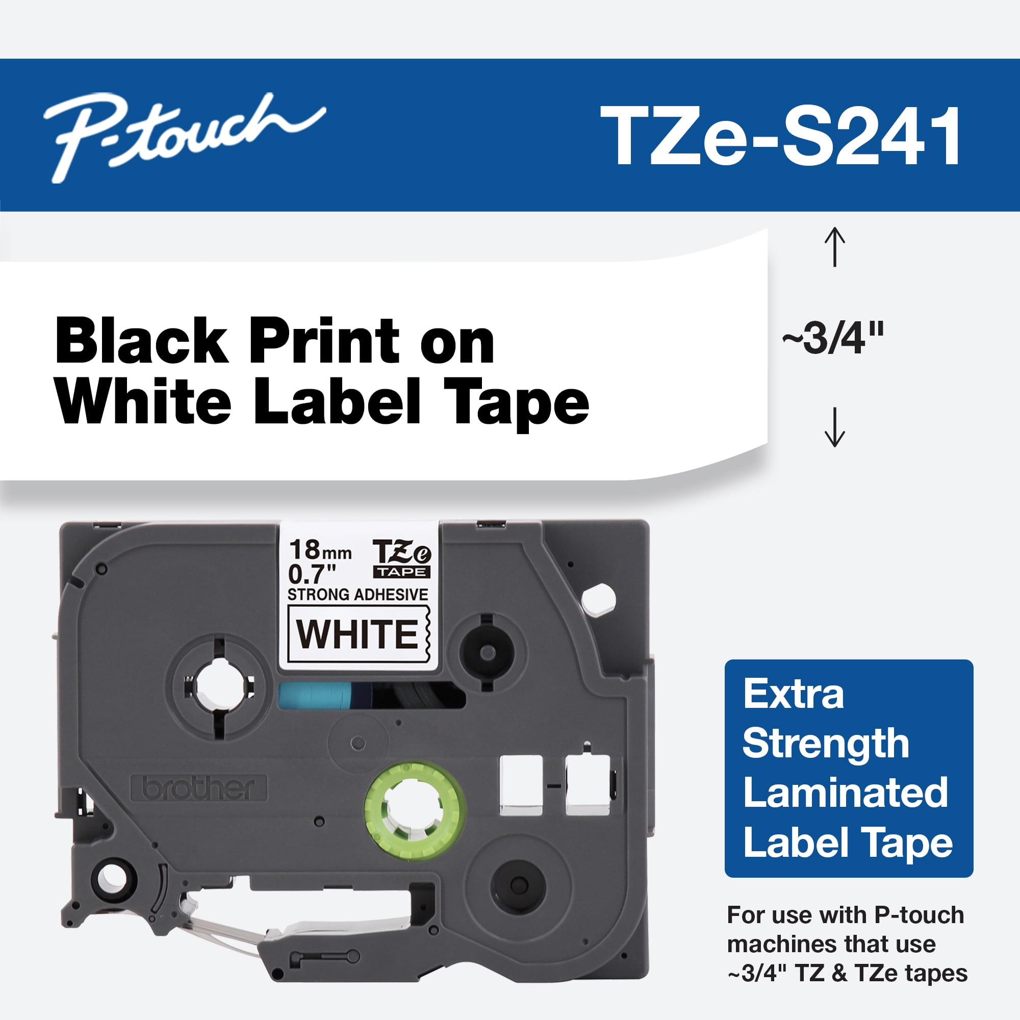 5PK Black on White Label Tape Compatible with TZe-241 For Brother PT-D600 3/4" 