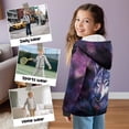 thumbnail image 5 of Uorisanigo Galaxy Wolf Kids Full Zip Hoodie Hooded Sweatshirt Lightweight Outerwear Long Sleeve Hooded Hoodies Velvet Lined Casual Sweatshirt for Boys Girls, 5 of 7