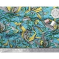 thumbnail image 2 of Soimoi Blue Poly Georgette Fabric Leaves & Floral Print Sewing Fabric BTY 52 Inch Wide, 2 of 3