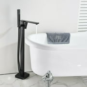 FreeStanding Waterfall Bathtub Faucet Floor Mounted Tub Filler Mixer Matte Black
