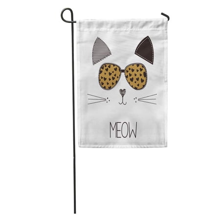 SIDONKU Face Cat Glasses on Graphics Kitty Cute Pattern Charming Girlie Garden Flag Decorative Flag House Banner 28x40 inch