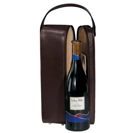 Royce Leather 621-BURGUNDY-6 Suede Lined Single Wine Carrying Case - Burgundy