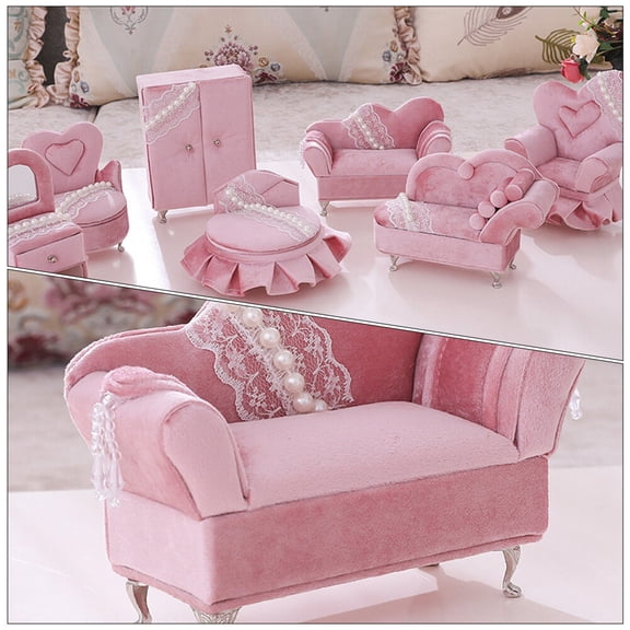 RENACLIPY Vintage Jewelry Storage Box Lint Sofa Shape 1Pack