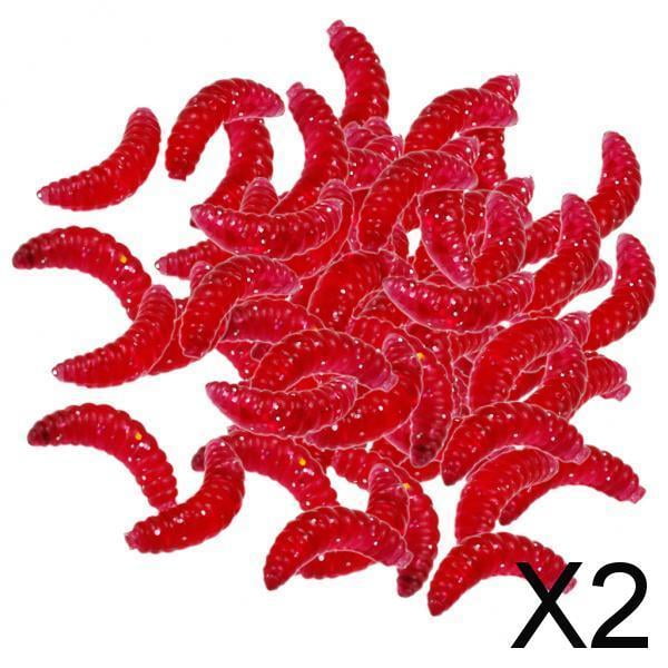 Cebos de pesca Colamx 5x100 unids/set larva suave pan gusanos rojo 2 piezas