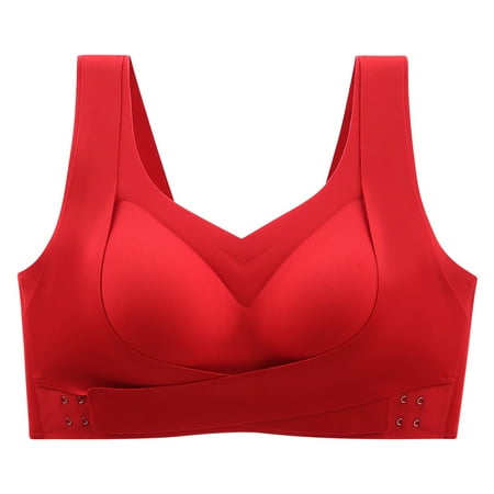 50% off Clear! HAPIMO Rollbacks Sports Bras for Women Stretch Plus Size Shockproof Lace Athletic Vest Workout Activewear Bra Elastic Running Padded Bralette Cozy Red L