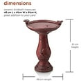 thumbnail image 3 of Alpine Corp. TLR102RD Antique Ceramic Bird Bath with 2 Birds - Red, 3 of 10