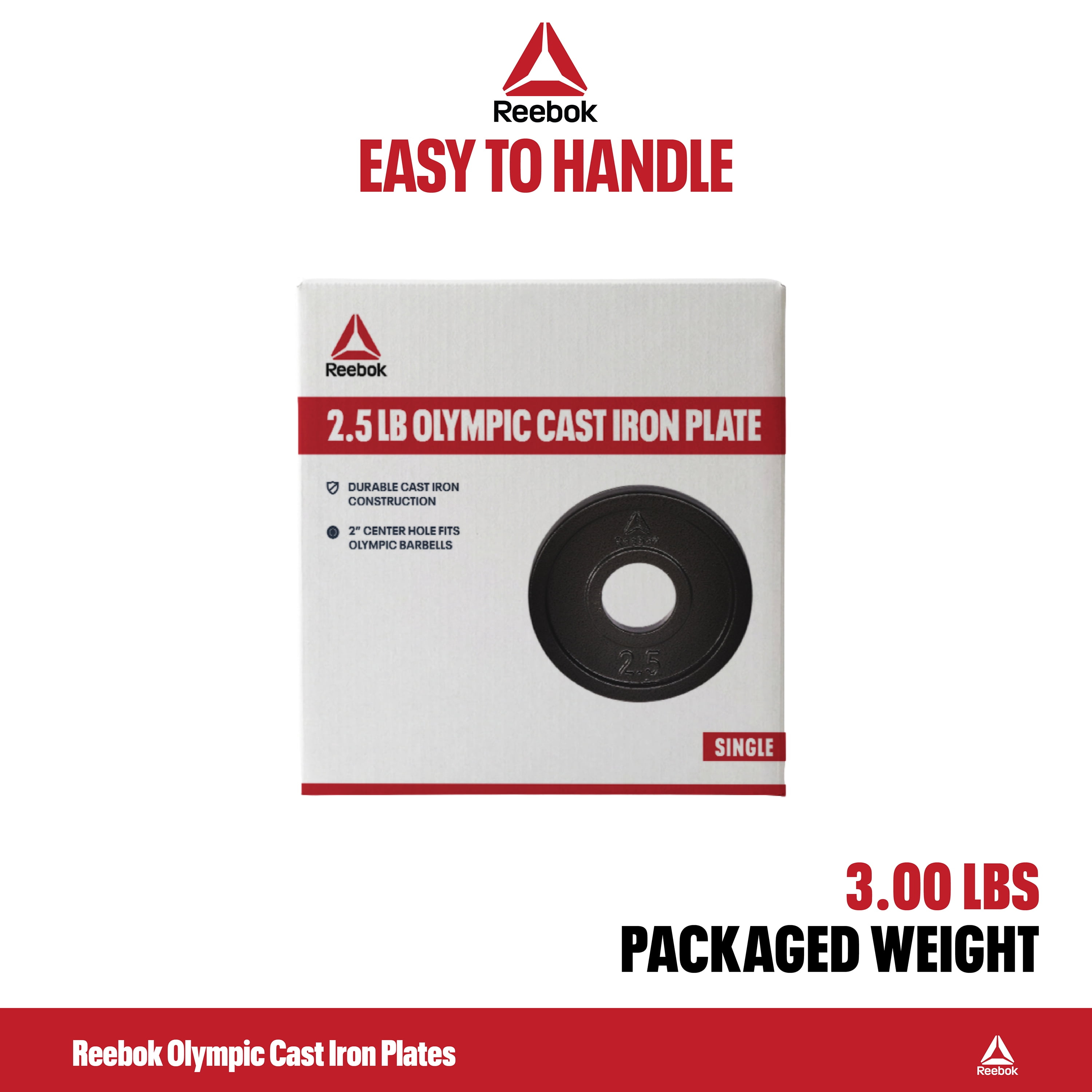 Reebok 2.5lb Olympic Cast Iron Precision Weight Plate for Strength Training