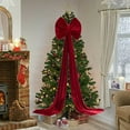 thumbnail image 5 of Red Flocked Decorative Christmas Bow, 63",Extra Large Burgundy Velvet Bow for Christmas Tree Decorations, Holiday Decorative Hanging Ornament with for Home, Mantel & Garland, 5 of 8