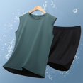 thumbnail image 5 of StSilkitty Men's 2 Piece Outfits Solid Color Sleeveless Crewneck Tank Tops and Shorts Set Summer Gym Running Tracksuits, 5 of 9